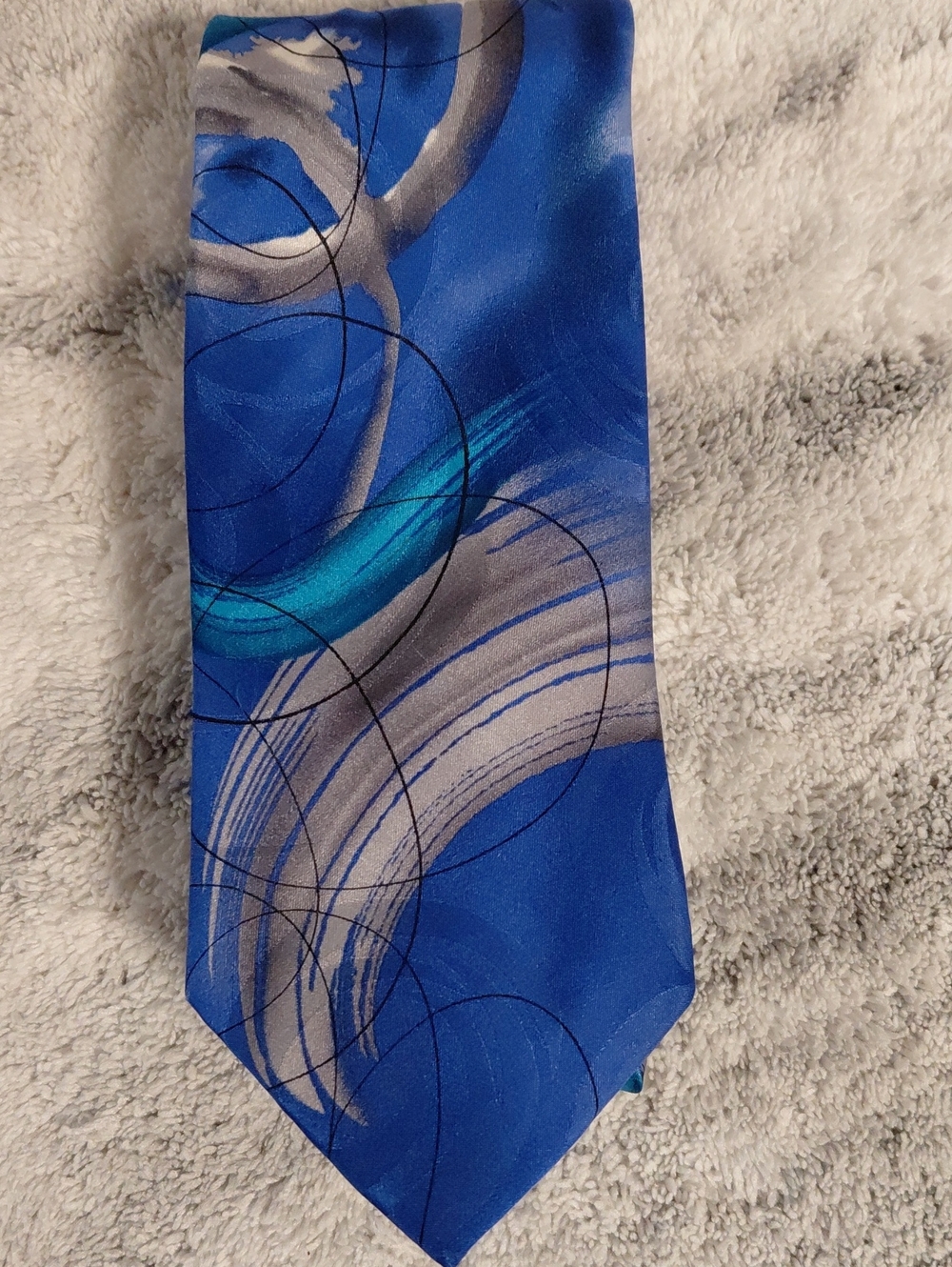 Garcia Men's Blue Abstract Swirl Tie - Contemporary Dress Accessory